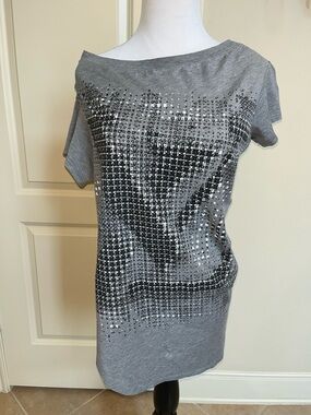 Louis Vuitton Gray Short-Sleeve Embellished Tee
